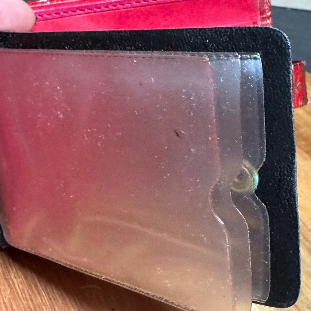 Vintage Italian Red Calf Leather Florentine Gilt Wallet Fiocchi Italy Snap Gold